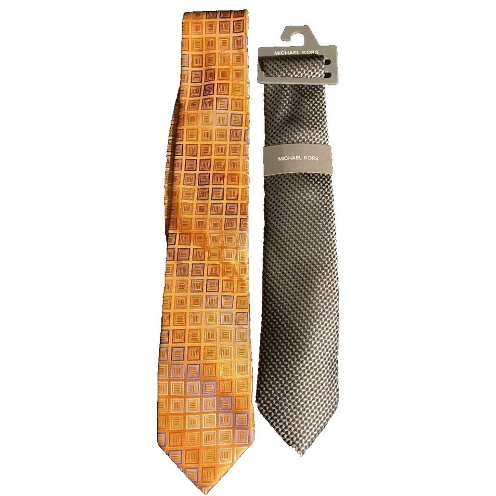 Michael Kors Mens Ties Geometric Lot of 2 Pre-Owned Silk‎ Professional Chic